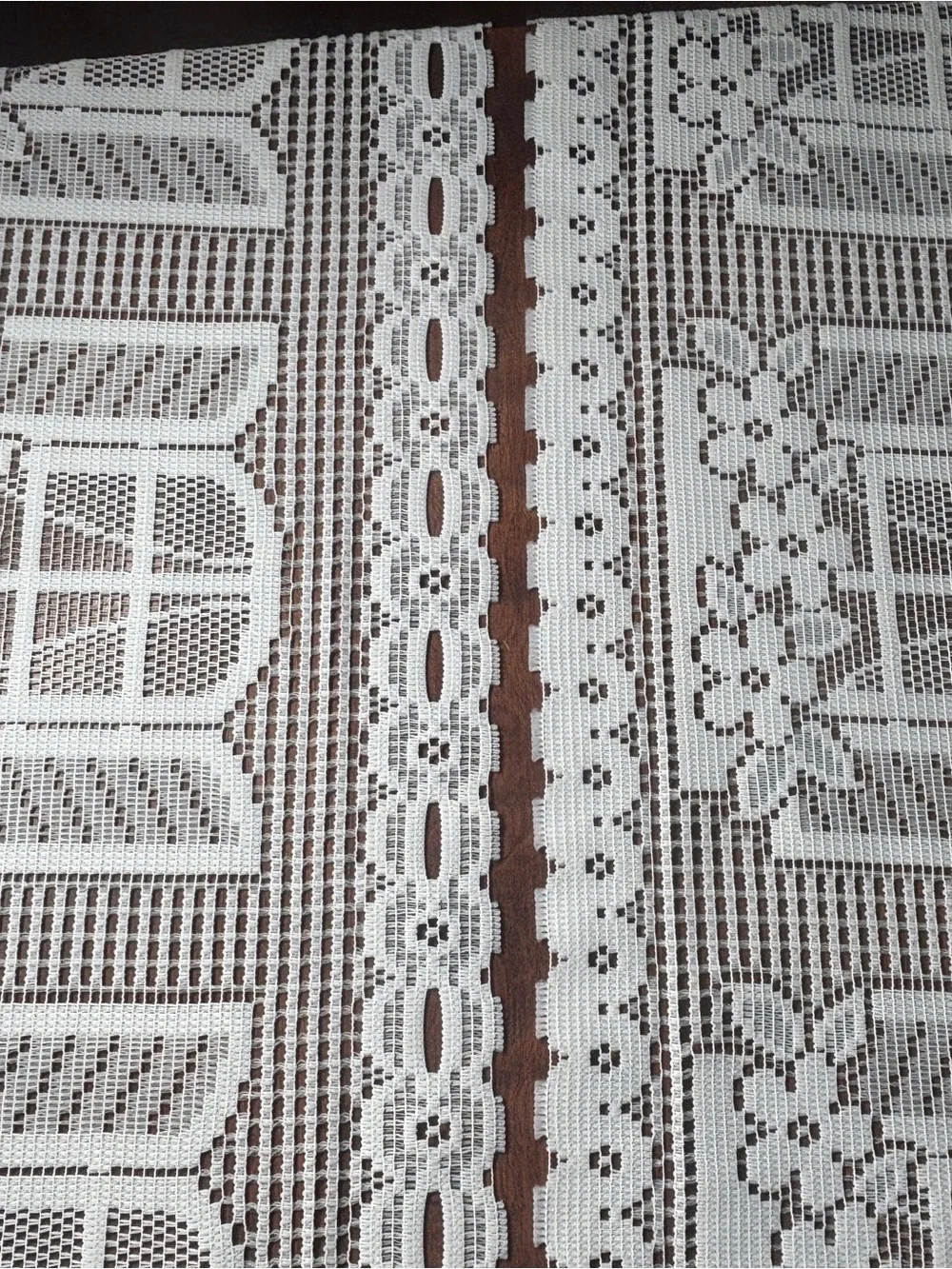 White Floral Lace Window Curtain Panel - Delicate Crochet Design